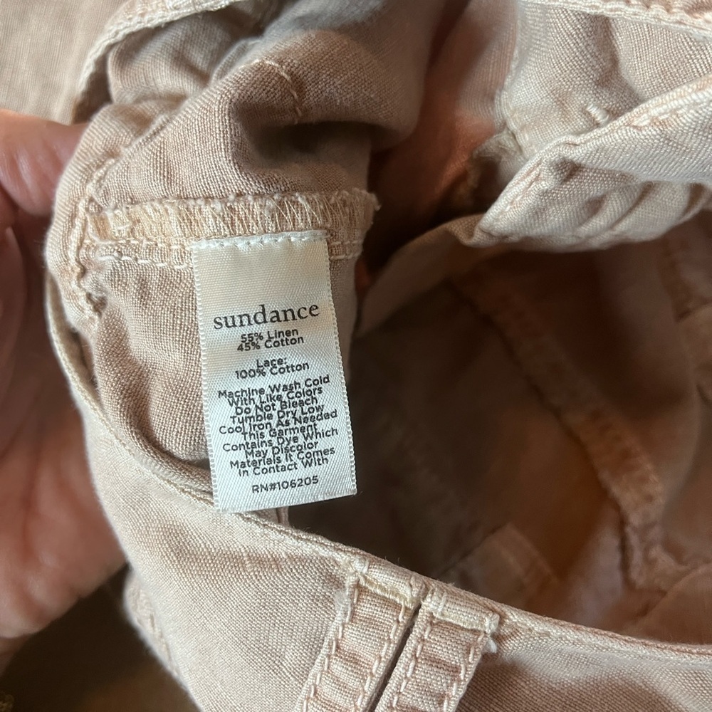 Sundance Women's Beige/Blush/Rose Dust  Linen Blend W/ Lace Pants - 10 - Picture 7 of 13